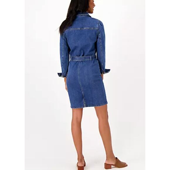 NEW Candace Cameron Bure QVC Denim Zip Front Dress 20 Plus Size Fall Casual Chic - Picture 3 of 11